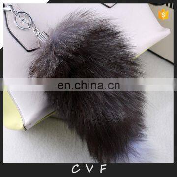 Top quality fox fur tail keychain factory supply real tail keyring wholesale