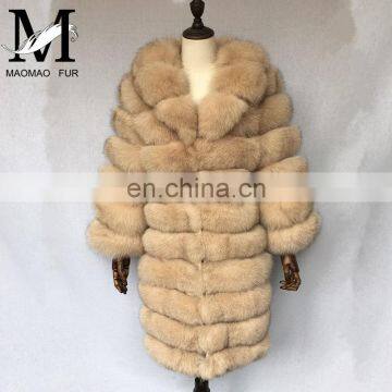 Hot Sell Cheap Fashion Real Fox Fur Long Coat Women Russian Fox Fur Coat