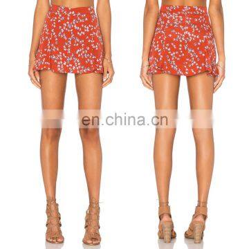 Asian hot summer fashion swing floral print flare a line print mini skirt