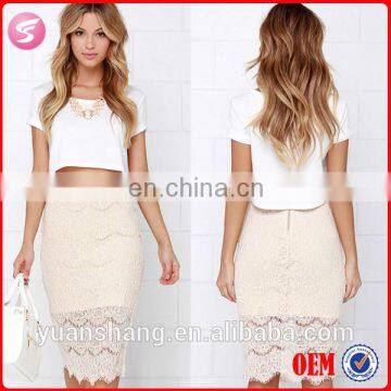 Latest Fashion Ladies Short Skirt Designs Pencil Lace Skirt