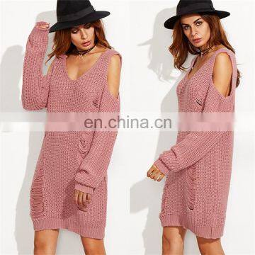 New Style Deep V-neck Women Sweater Cold Sleeves Sweater for Ladies KMY1058