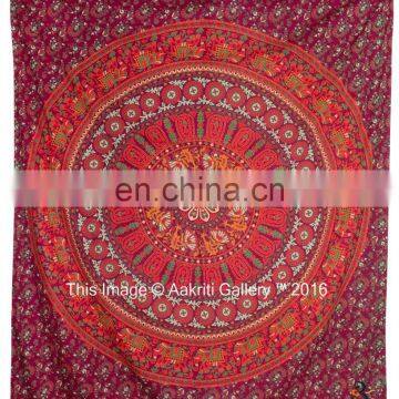 Indian Tapestry Hanging Maroon Mandala Big Flower Design Queen Tapestry For Sale 92x82 Tapestry