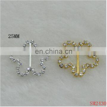 Grade A Rhinestone Heart Buckles Wedding Ribbon Slider 25mm Bar