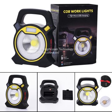 LED work light 15W COB Portable outdoor camping light with USB port rechargeable Floodlight IPX5 Waterproof