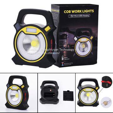 LED Work Light 15W COB Portable Outdoor Camping Light With USB Port Rechargeable Floodlight IPX5 Waterproof