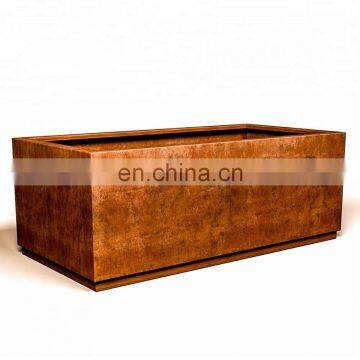 Weather Resistant 2mm Corten Steel Metal Rusty Large Planter Rectangle