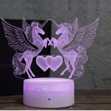 Cute Heart Bear 3D LED illusion Night Light Table Desk Lamps,3 Color Changing Lights with USB Charger for Kids Gifts