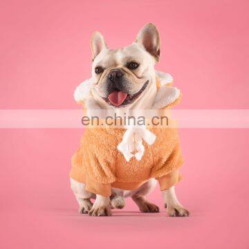 Cute Dog Bulldog Clothes Flannel Coats Jacket Sunflower Design Hoodie Cosplay Pet Apparel photo-3