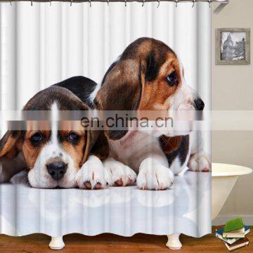 i@home dropshipping eco polyester waterproof shower curtain bathroom dog fabric digital printing