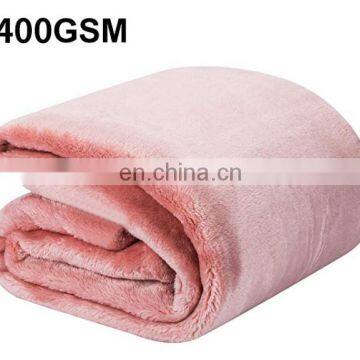 100% polyester 400gsm high pile flannel blanket two sides brushed cozy fleece throw