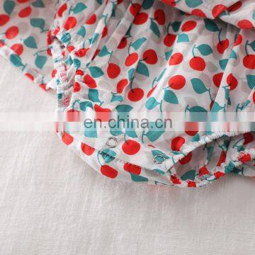 2020 Summer Baby Girls Clothes Brand New Rompers Clothing Fashion Cute Cherry Prints Kids Clothing + Hairband Toddler Girl Dress