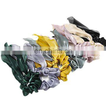 Girl fairy Hairbands Scrunchie Women Solid Ribbon Hair Bow Ties Ponytail Holder Long Rubber 7Colors