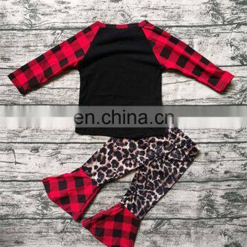 Christmas Baby Girl Clothing Set Christmas Tree Print Leopard Ruffle Pants Kids 2PCS Outfit Tops + Bell-bottomed Pant for 1-5T photo-4