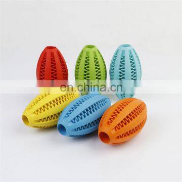 Non-Toxic soft tooth cleaning and IQ training rubber dog toys pet rugby ball