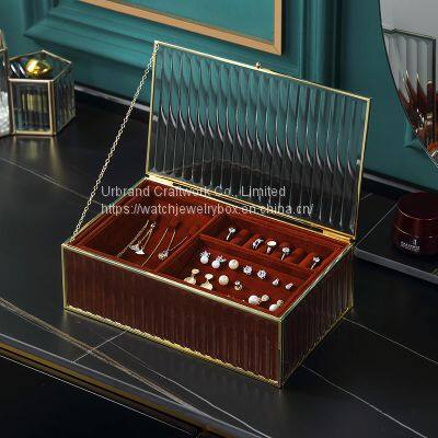 Red Glass Luxury Jewelry Box Net Red Earring Ring Jewelry Hand Jewelry Desktop Finishing Storage Box Display Stand photo-5