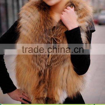 Luxurious Natural Brown Ladies Real Fox Fur Vest On Sale