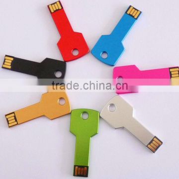 Colorful Metal key shaped USB 2.0,Key USB Drive with laser logo printing, Key USB Disk custom logo key usb