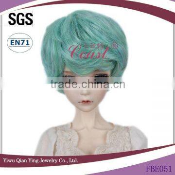 light blue curly synthetic bjd doll short hair wigs