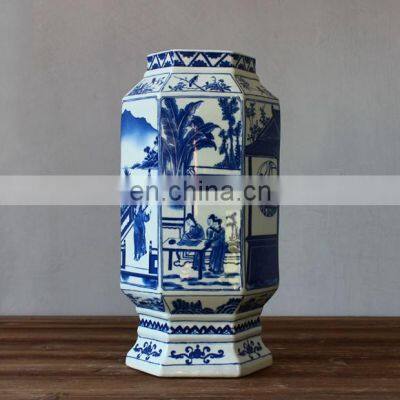 Antique Chinese Hand Painted Blue And White Ceramic Porcelain Vases For Home Decoration