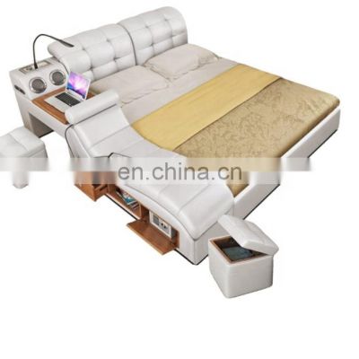 CBMMART Master Bedroom Smart Bed Speaker And Massage Multi-functional Leather Bed