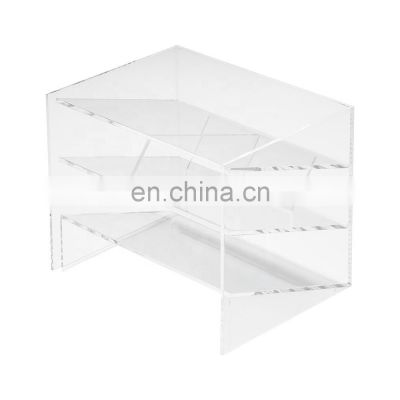 Clear Acrylic CD Book Stationery Storage Rack for Retail Shop Two Shelf Stationery Rack