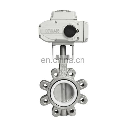 COVNA 12V DC 220VAC ANSI Class 300 PTFE Lined Lug Type Stainless Steel Motorized Electric Butterfly Valve butterfly valve ansi 150