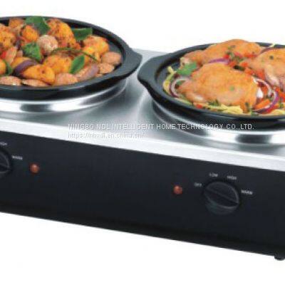 New design double 3QT Ceramic Slow Cooker L-SCR30-2 with Glass Lid