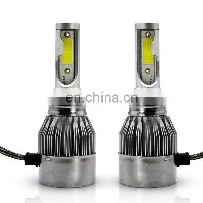 High Waterproof Ip 67 3000K 6000K Led Fog Lamp C6 Dual Color H4 12V 24V Cob Led Chip Headlights Led For Bike Cars