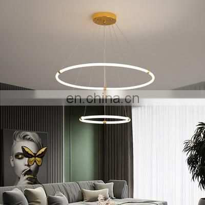 Nordic Latest Interior Ring Circle Acrylic Lighting Aluminium Modern Luxury Chandelier Pendant Lamp