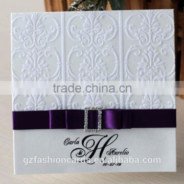 2015 Latest Custom Elegant Velvet Wedding Invitation Card