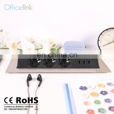 Desk Power With German Socket Outlets Triple USB Charger photo-2