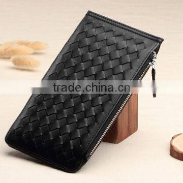 Ladies Woven Sheep Skin Leather Wallet With Zipper Genuine Leather Long Wallet for Women photo-6