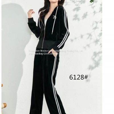 Spring And Autumn Gold Velvet Suit Female Middle-Aged And Elderly Women's Sportswear Loose And Western Style Two-Piece Suit