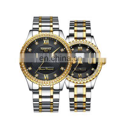 NIBOSI Lover Brand Hand Watch Couple watch Unisex Ladies Stainless Steel Diamond Quartz Watches