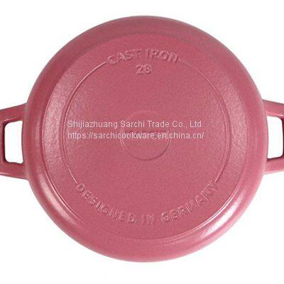 Magenta Enameled Cast Iron Frying Pan With Dual Handles photo-2