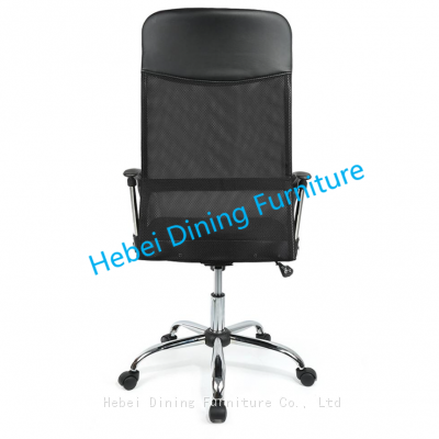 Dining Furniture Fabric and Mesh Upholstery Seat Black Ergonomic Desk Chair Chrome Legs Swivel Office Chair photo-4