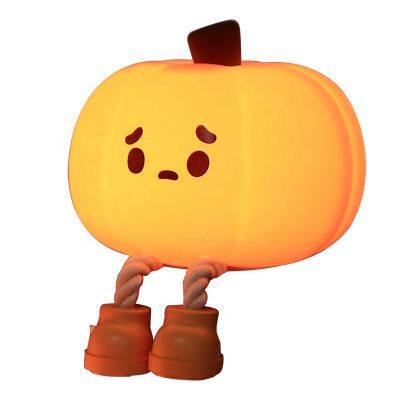 NEW LED USB Rechargeable Dimming Touch Cartoon Cute Bedroom Decor Silicone Table Lamp Pumpkin Night Light Children Night Lights photo-2