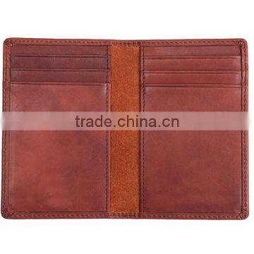 Leather RFID bifold card holder wallet Italian vegetable tanned leather card case with coin pocket