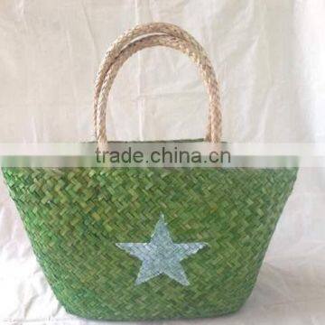 High quality best selling Modern color seagrass shopping bag with green color from vietnam