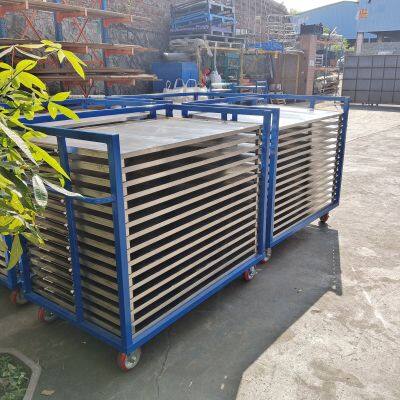 Industrial Multi-Tier Drying Trolley with Red Casters, Heavy Duty Tray Rack Cart for Food Processing and Agricultural Drying