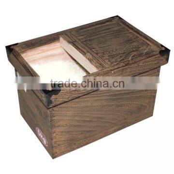 Antique design storage use wood packaging rice box 5 kg 10 kg wooden flour box