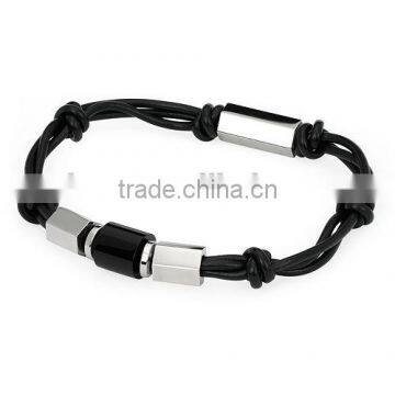 High Quality fashion Jewelry Leather Bracelet stainless steel bracelet for men and women