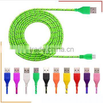 HOT 1M/2M/3M Nylon Fabric Braided Micro Data Sync USB Cable