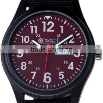 Men's Military Red Dial Black Fabric Strap Date Sport Army Watch MR054 photo-2