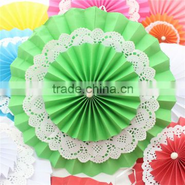 Wedding Party Decorative Paper Fan Double Layer - 12 Colors Option