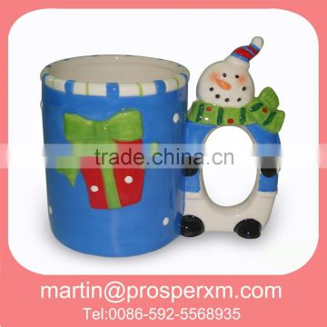 ceramic snowman christmas mug with handle