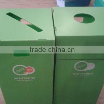 4mm pp corrugated sheet box with cover---green dustbin