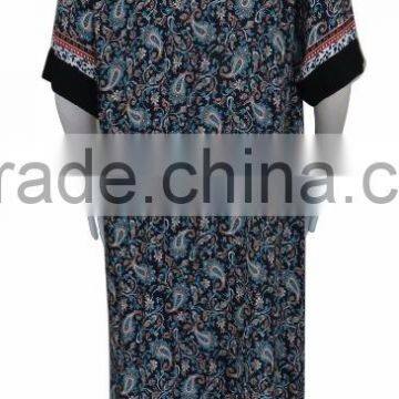 100%rayaon Lady Maxi Islamic Muslim Kaftan Abaya Long Dress With Embroidery photo-2