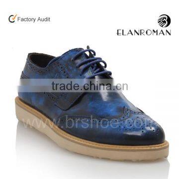 Navy men's oxford shoes fashion casual leather shoe EVA midsole