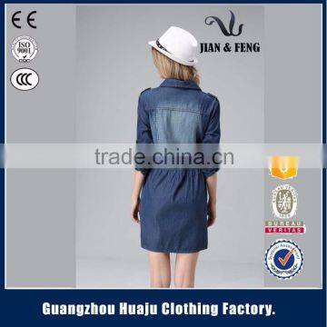 Wholesale Fashion Girl New Model Woman Summer Blue Denim Dress for Ladies photo-6